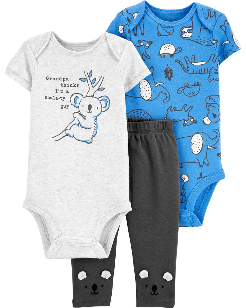 Carter/'s Baby Boys NEW 3 Piece Bodysuit Pants Set Cotton Outfit MSRP $24.00